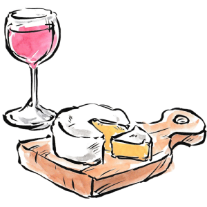 チーズとワインのイラスト